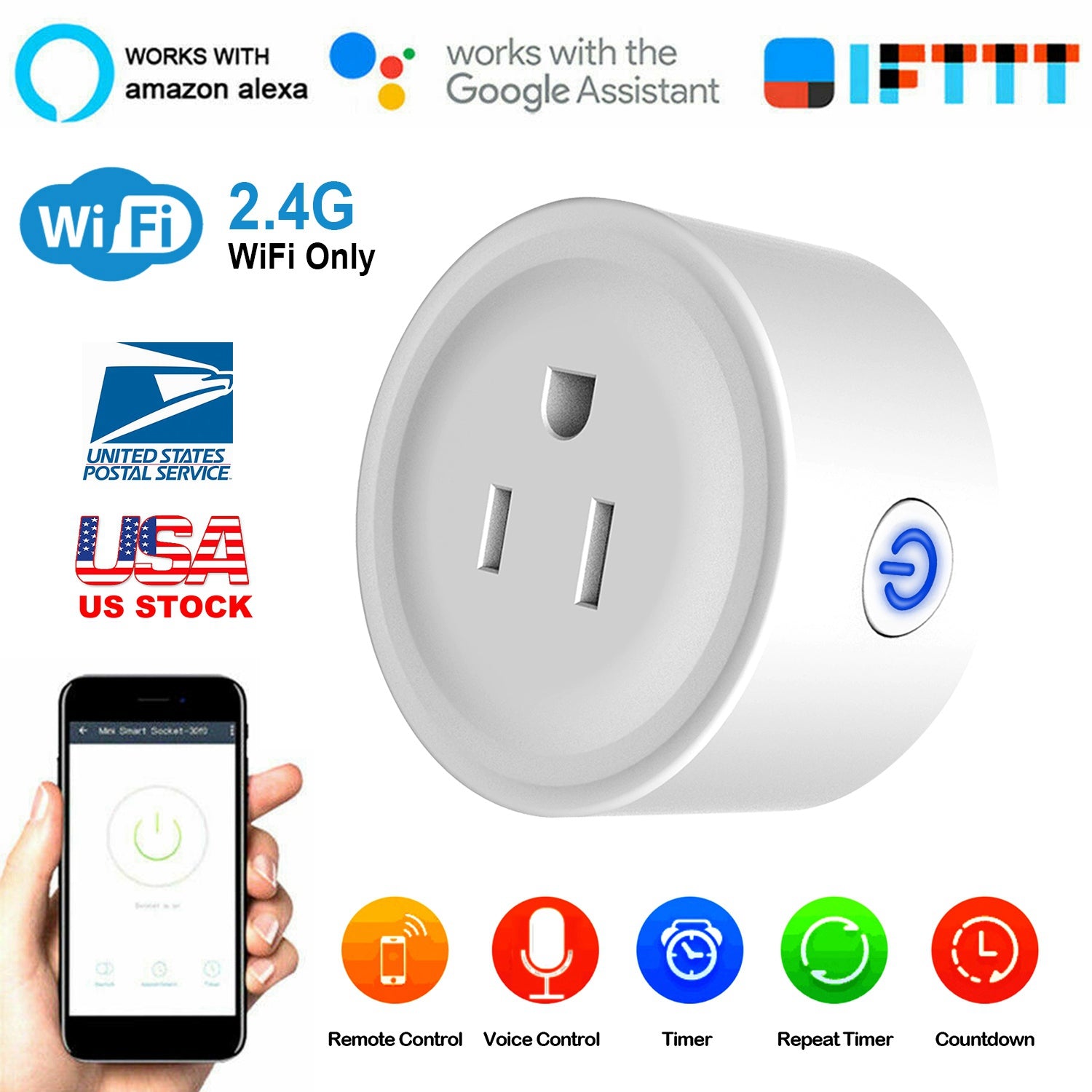 WiFi Smart Plug – Works with Alexa & Google Home, App & Voice Control with Timer